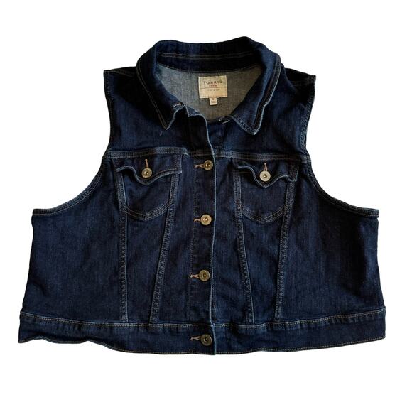 torrid Jackets & Blazers - Torrid Vest Women’s 3XL Denim Jean Dark Wash Western Rodeo Streetwear Boho